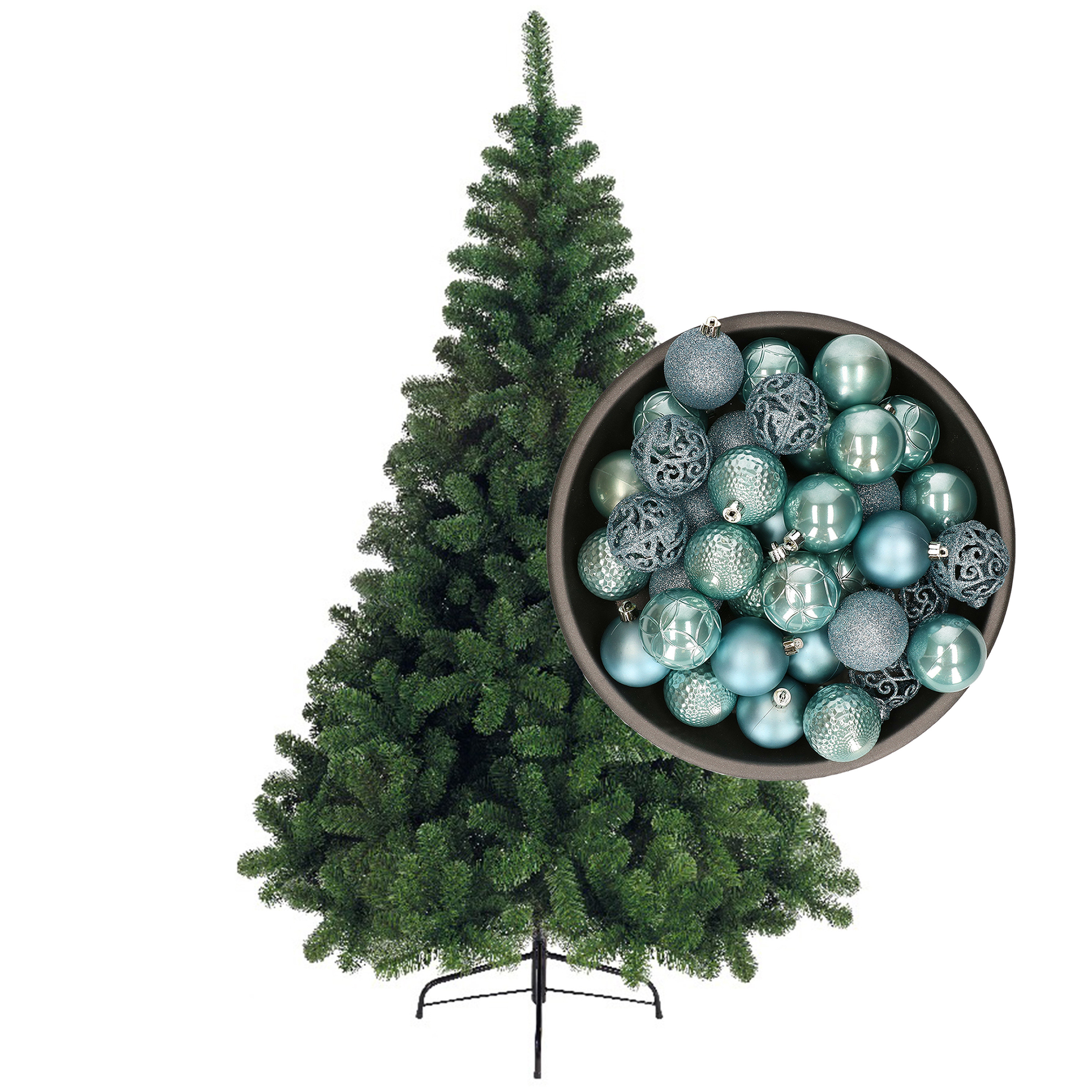 Bellatio Decorations kunst kerstboom 120 cm met kerstballen ijsblauw - Top Merken Winkel